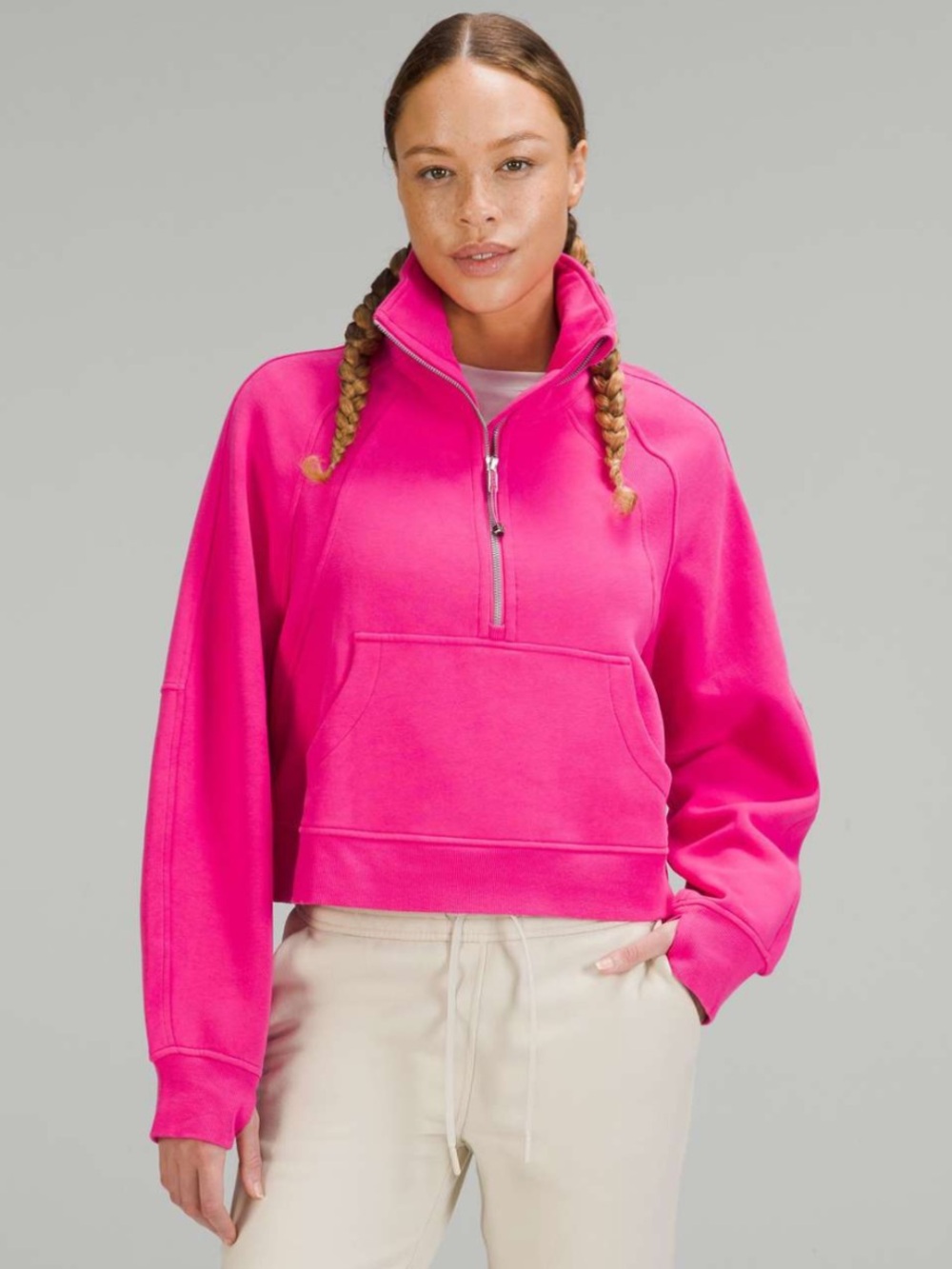 Lululemon Scuba Oversized Funnel Neck Half Zip Sonic Pink